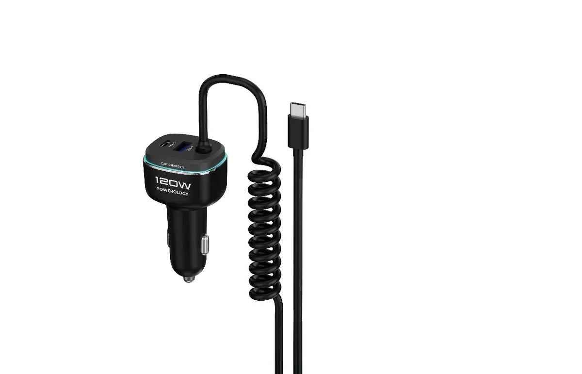 Powerology 120w Fast Car Charger Black Grey – image 4