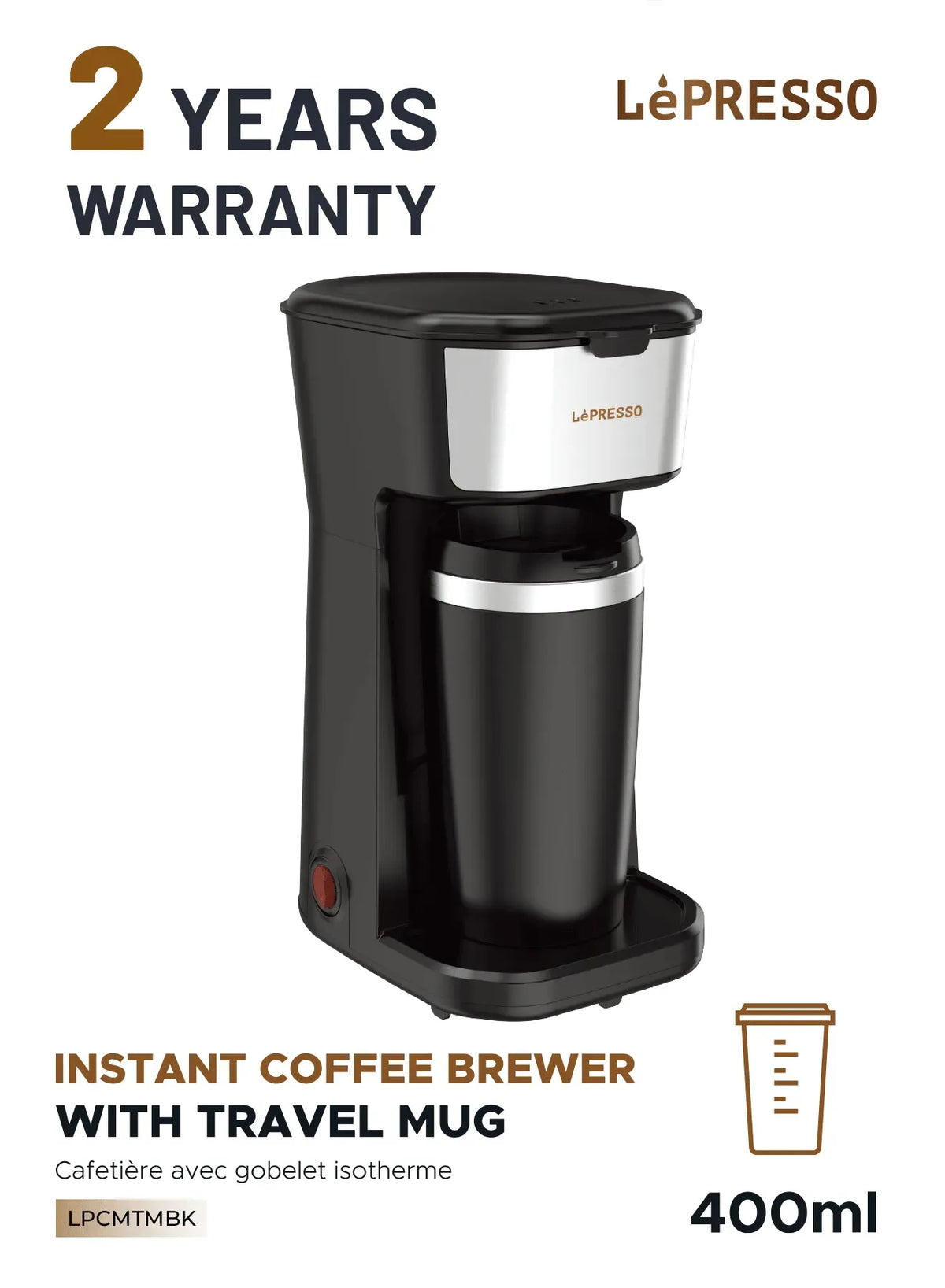 LePresso Coffee Maker with Travelling Mug 450w Black – image 13