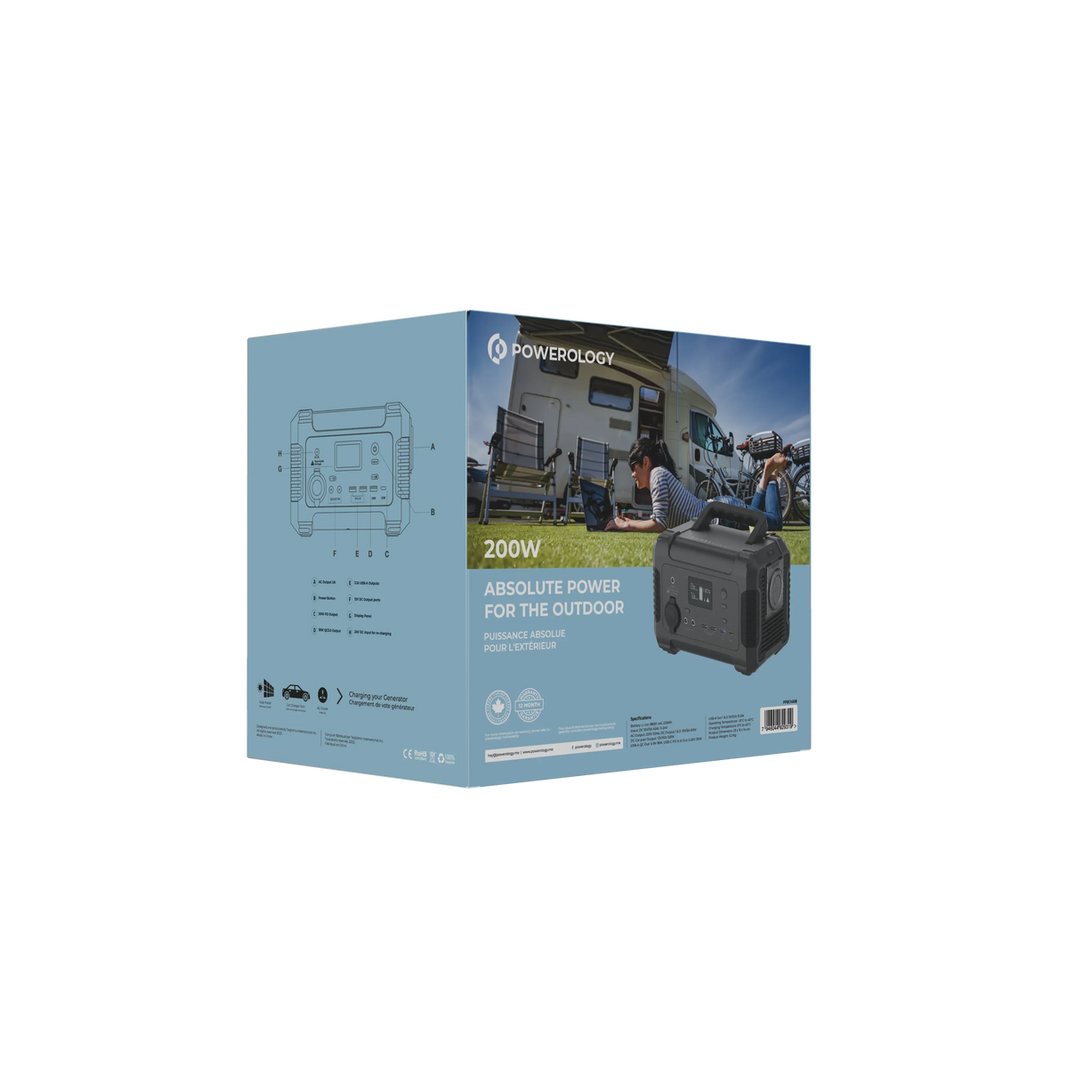 Powerology 62500 m Ah Power Generator 200 W Pure Sine-Wave Output - Black – image 11