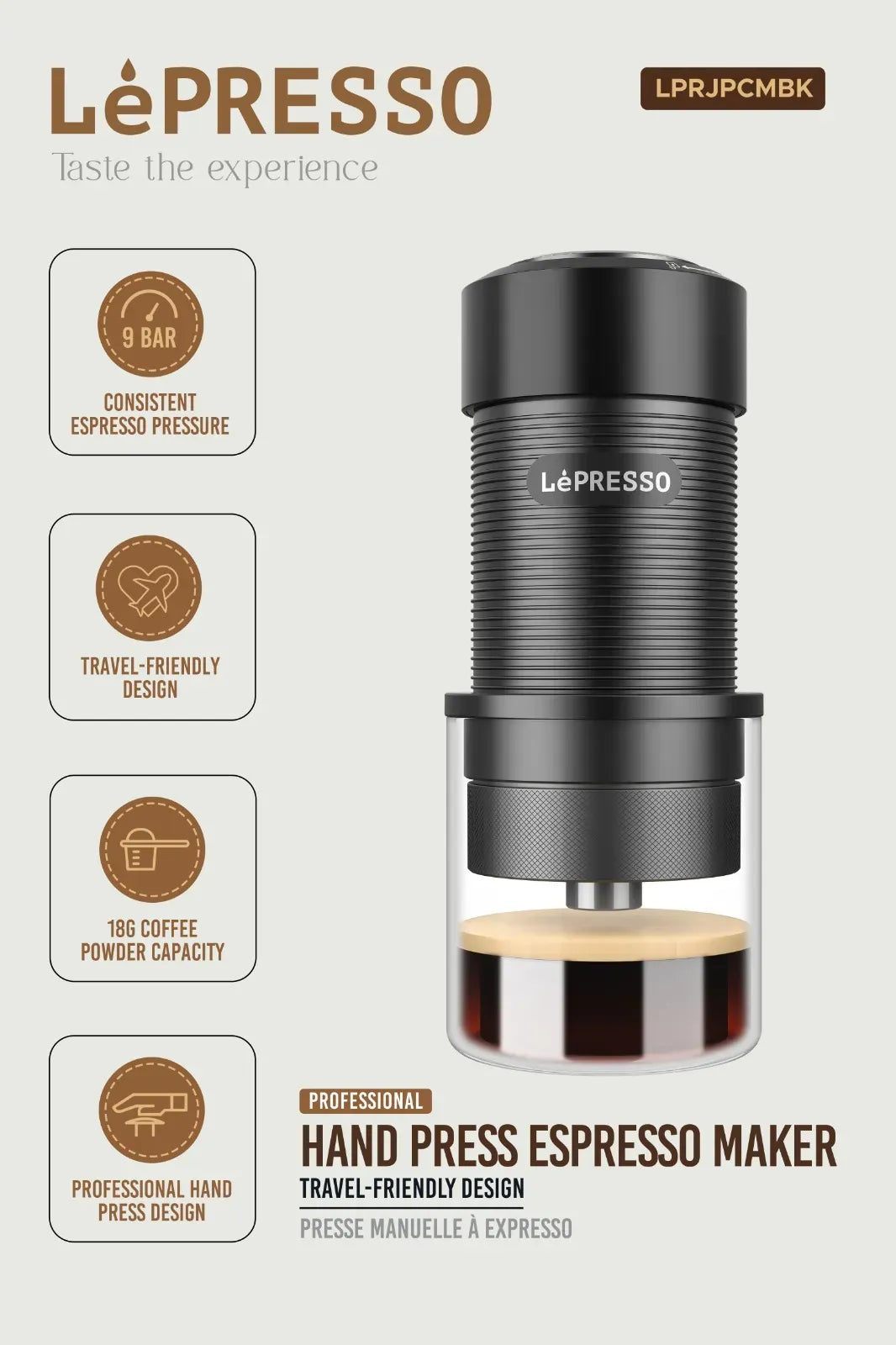 LePresso Hand Press Espresso Maker Black – image 14