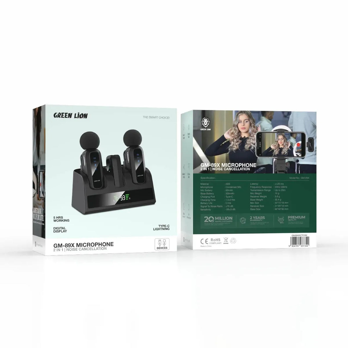 Green Lion Gm 89x 2 in 1 Wireless Microphone with Noise Cancellation Black – image 4