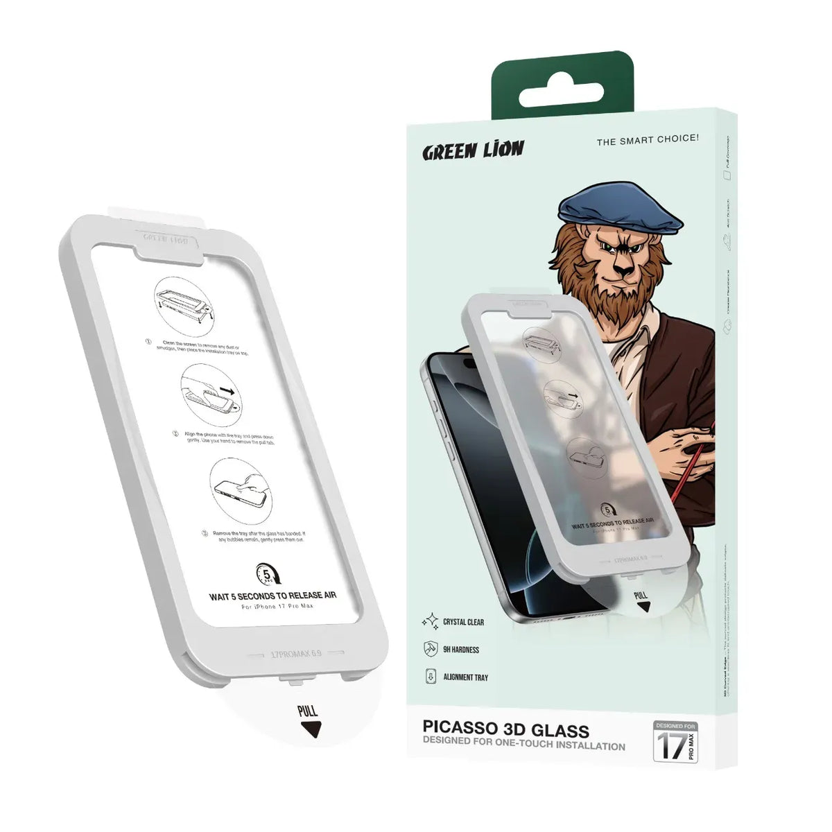Green Lion Picasso 3 DGlass With Alignment Tray - Black Edge/Clear – image 7