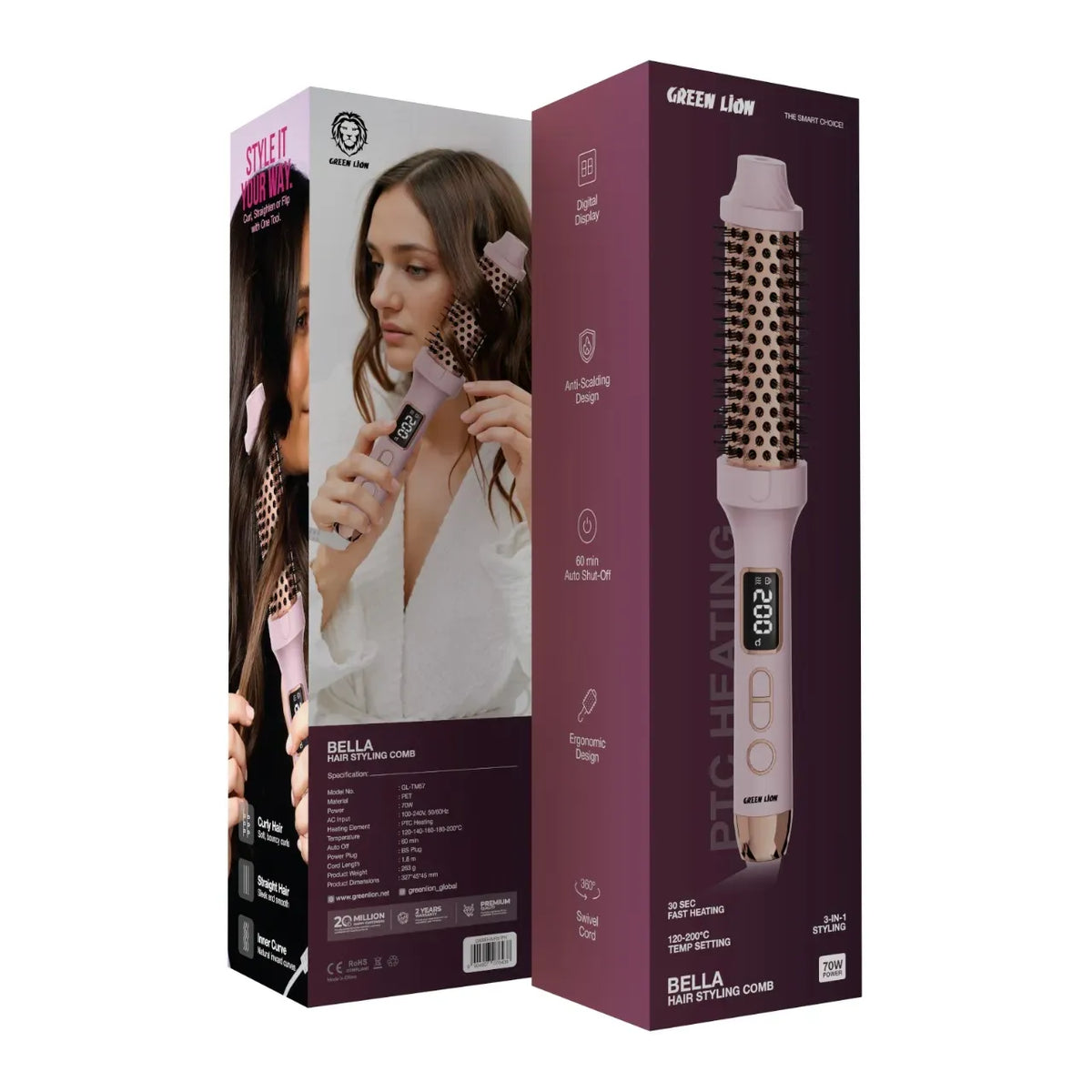 Green Lion BELLAHair Styling Comb - Pink – image 2
