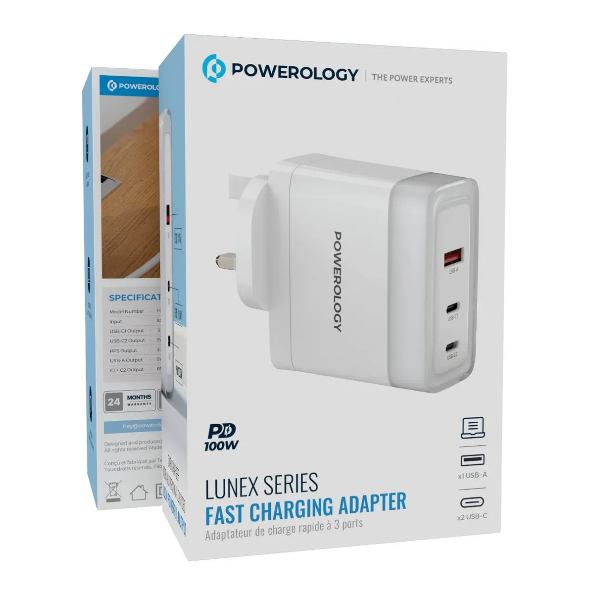 Powerology Lunex Series Fast Charging Adapter PD 100w White – image 8