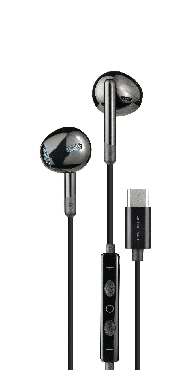 Powerology Type-CStereo Earphones - Black