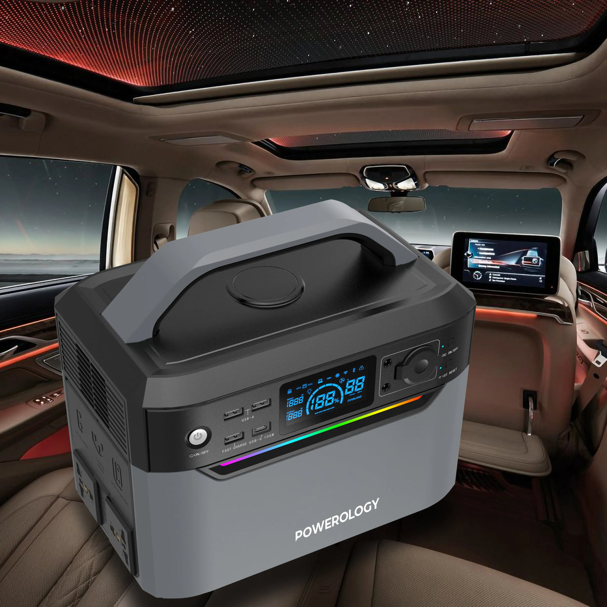 Powerology 120000mAh Portable Power Generator Fast Charging 384wh 600w Black – image 21