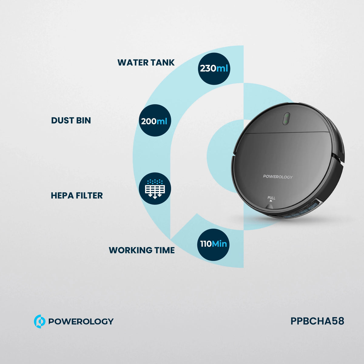 Powerology Smart Robovac Vacuum Mop Black – image 5