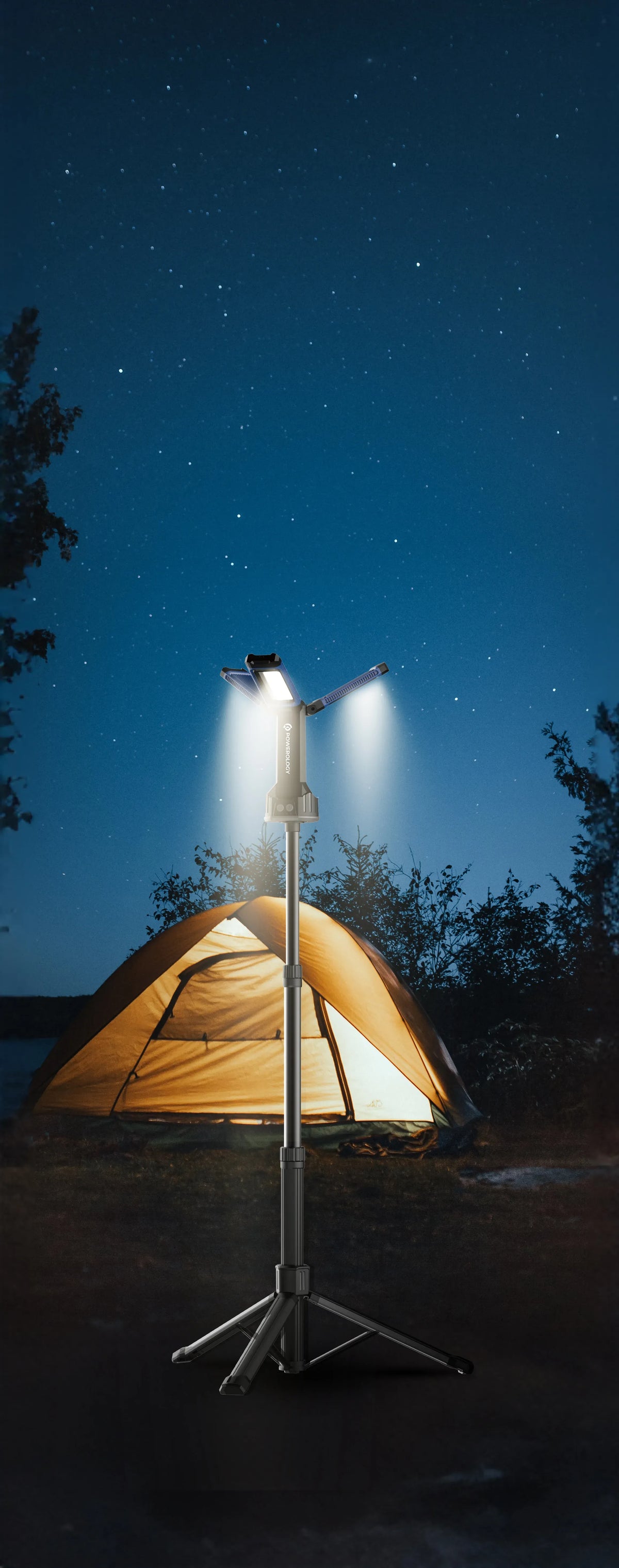 Powerology Camping 4000lm USB C Foldable Tripod Worklight Ipx4 4000mAh Black – image 9