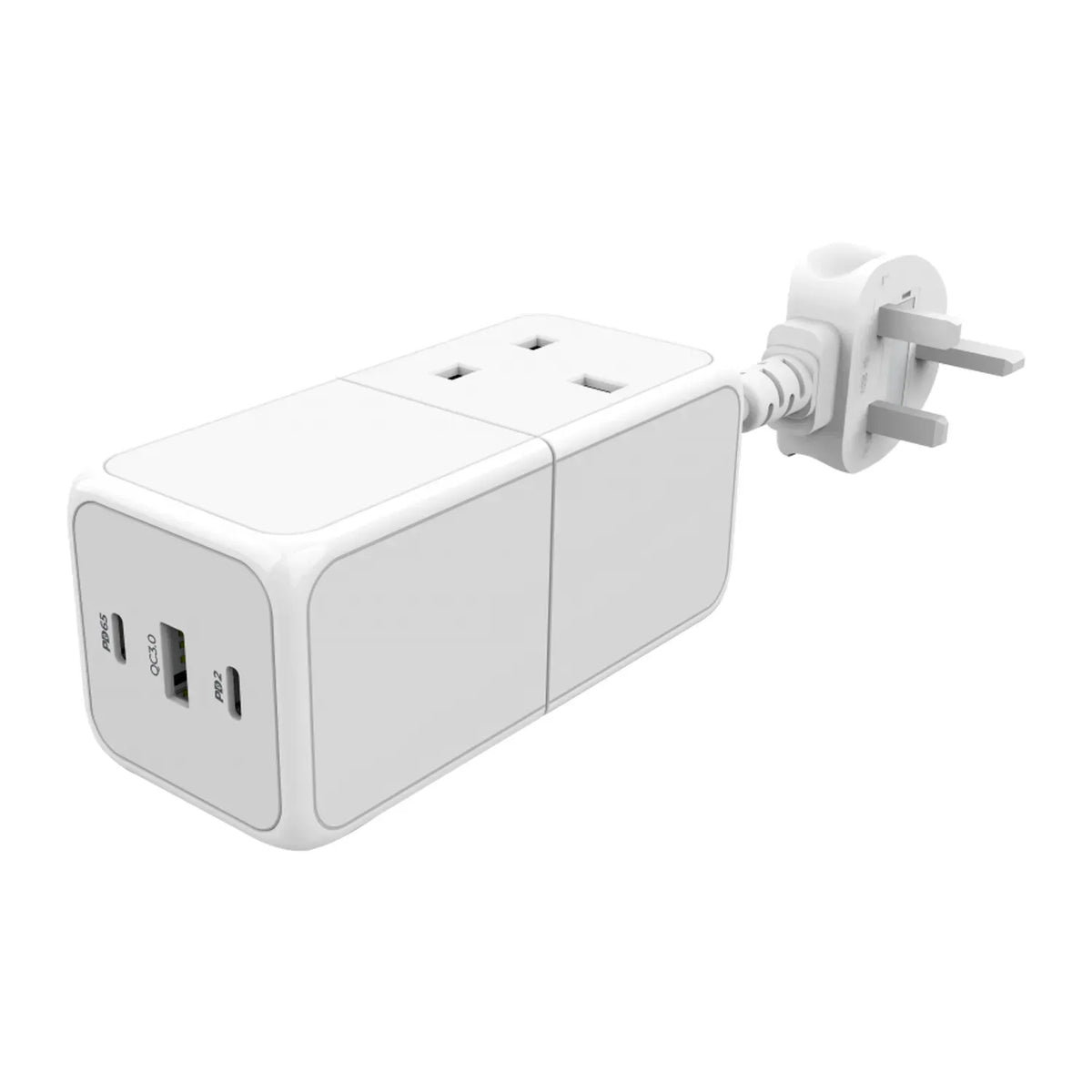 Powerology 65 WPower Strip With Dual Power Sockets - White – image 5