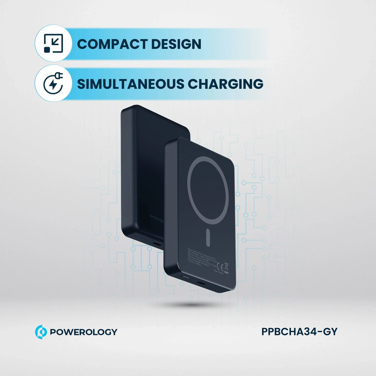 Powerology Spetelli 10000 m Ah MagSafe Aluminum Power Bank PD 20 W - DarkGrey – image 3