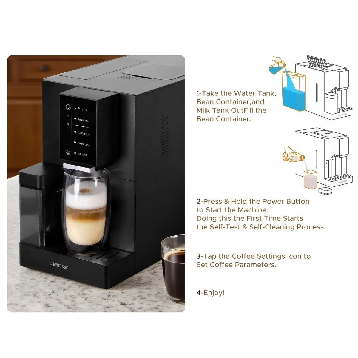Lepresso Automatic Coffee Machine with Mobile App - White – image 6
