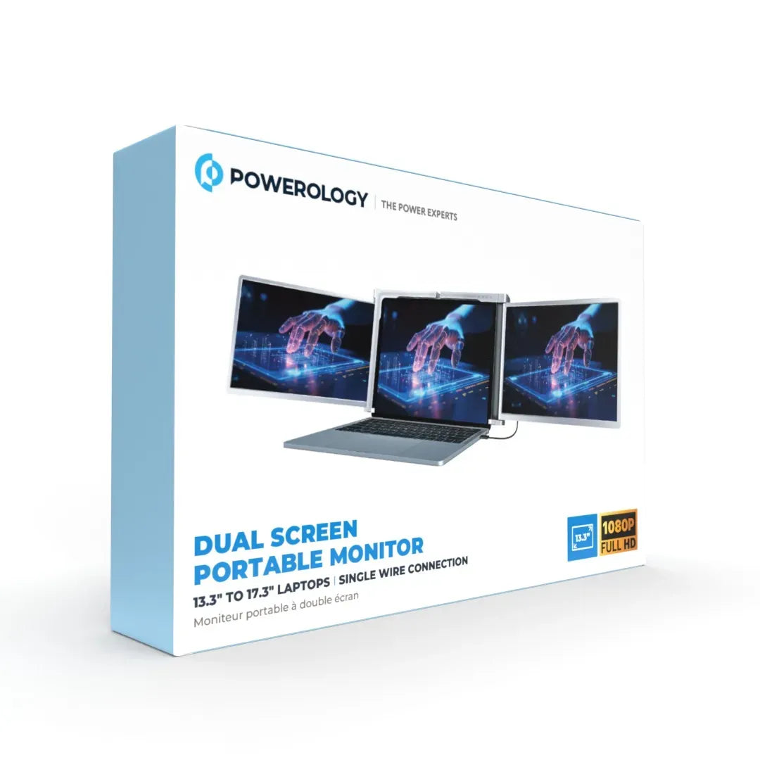 Powerology Dual Screen Portable Monitor Silver – image 2