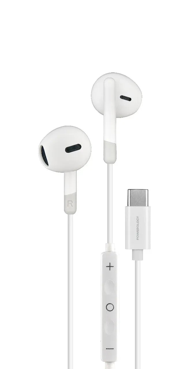 Powerology Type-CStereo Earphones - White – image 3