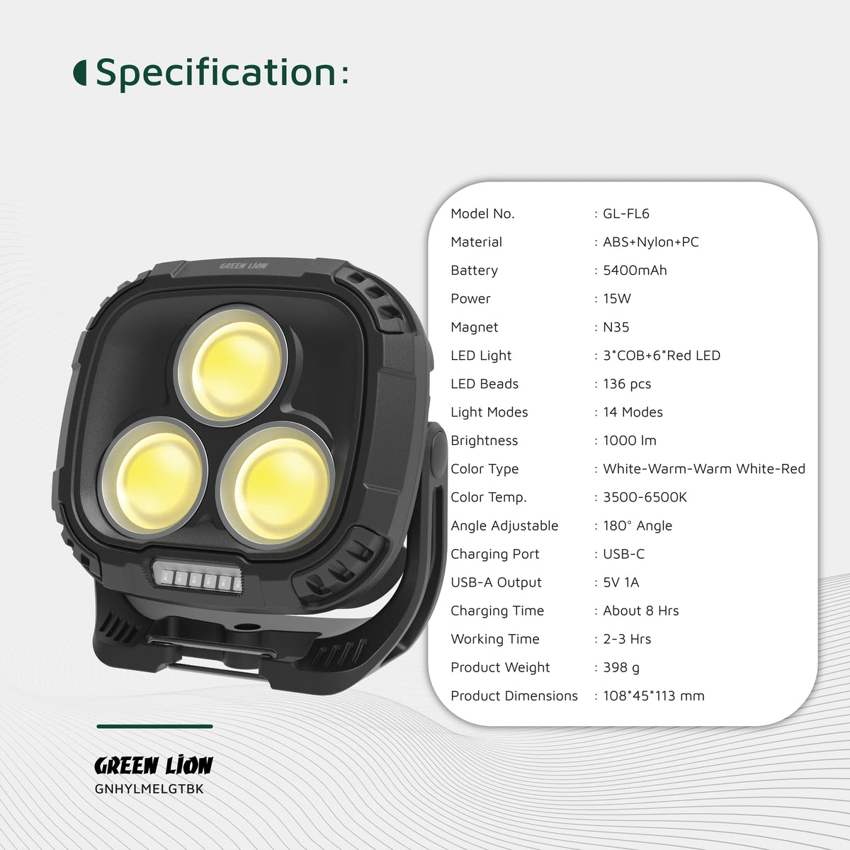 Green Lion Hyper Lume Working Light 1000lm Black – image 9