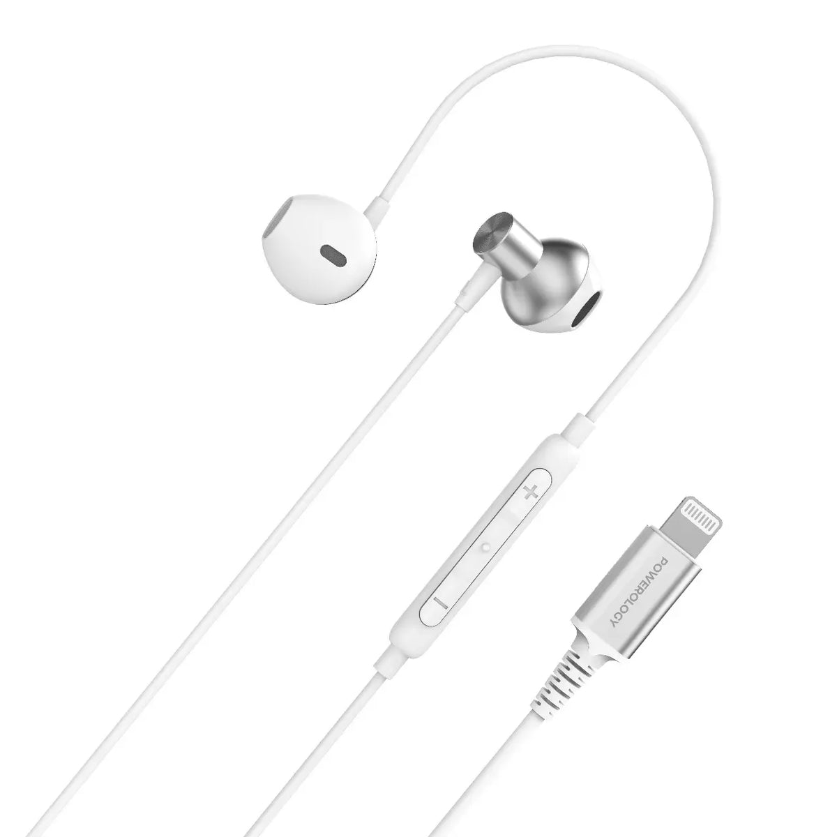 Powerology Lightning Stereo Earphones for Iphone and Ipad White – image 2