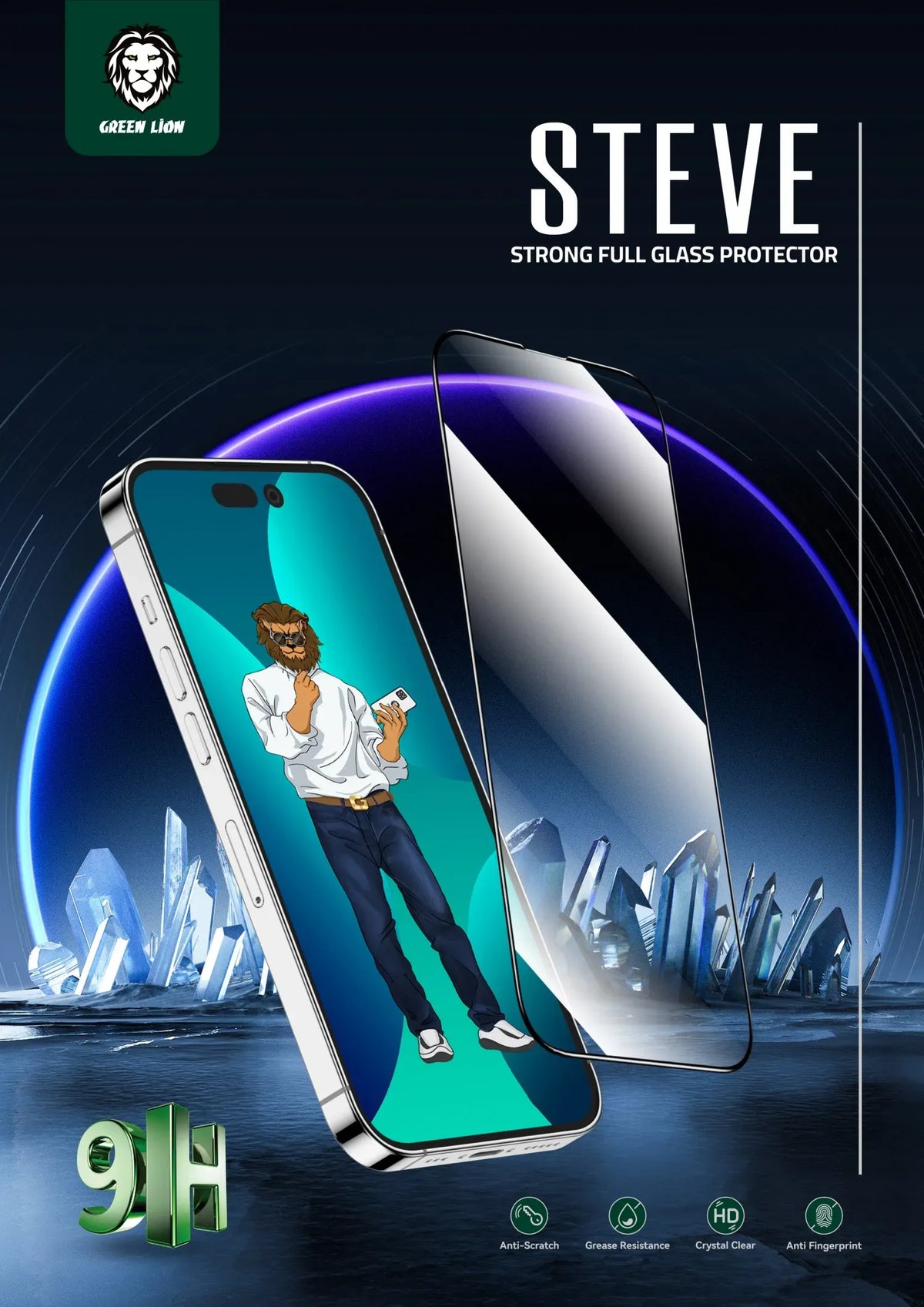 Green Lion 9 HSteve HD Screen Protector - Black Edge/Clear – image 9