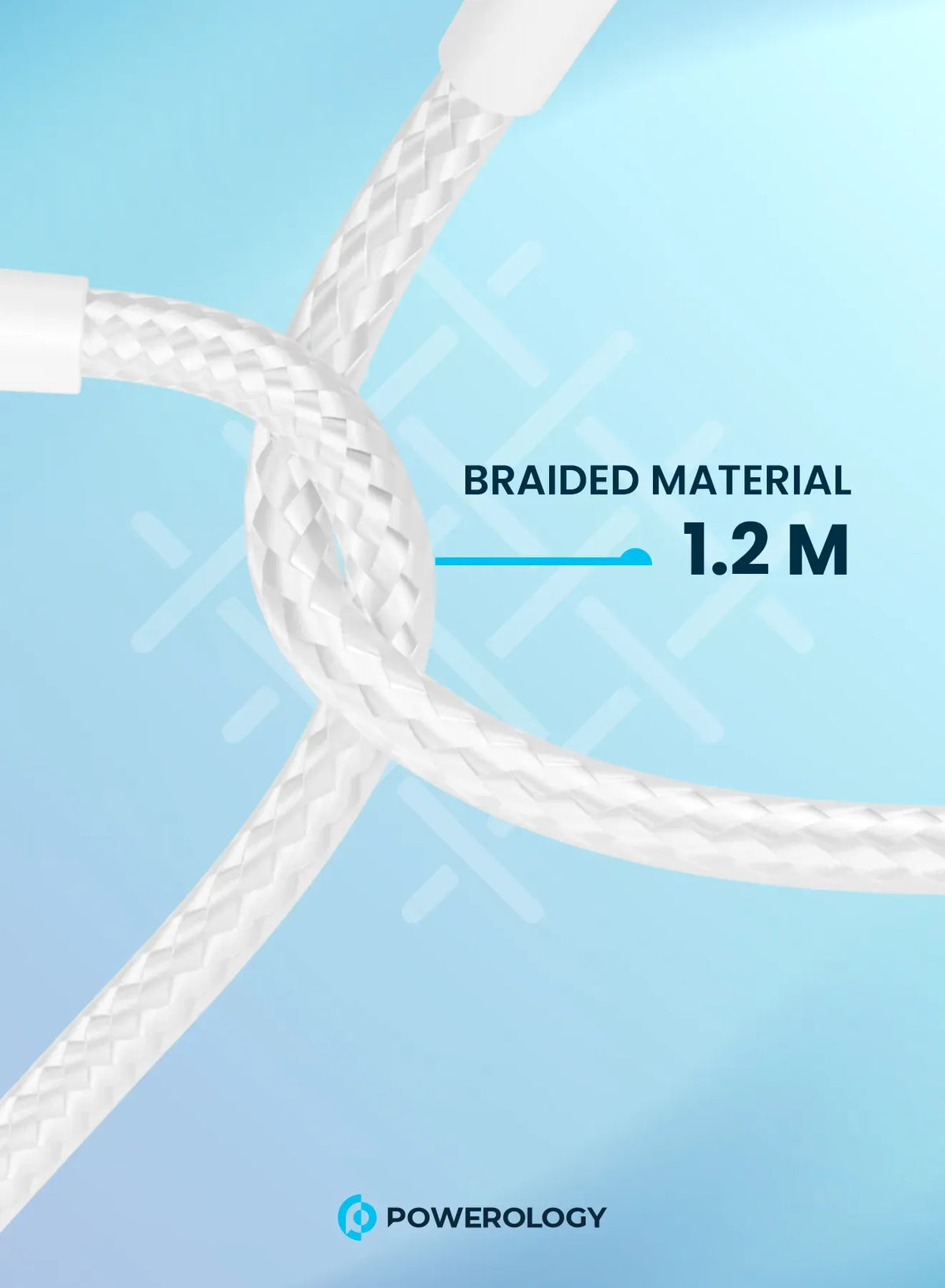 Powerology Braided USB-C to USB-C +Lightning Data&Fast Charge 1.2 m/4 ft - White – image 5