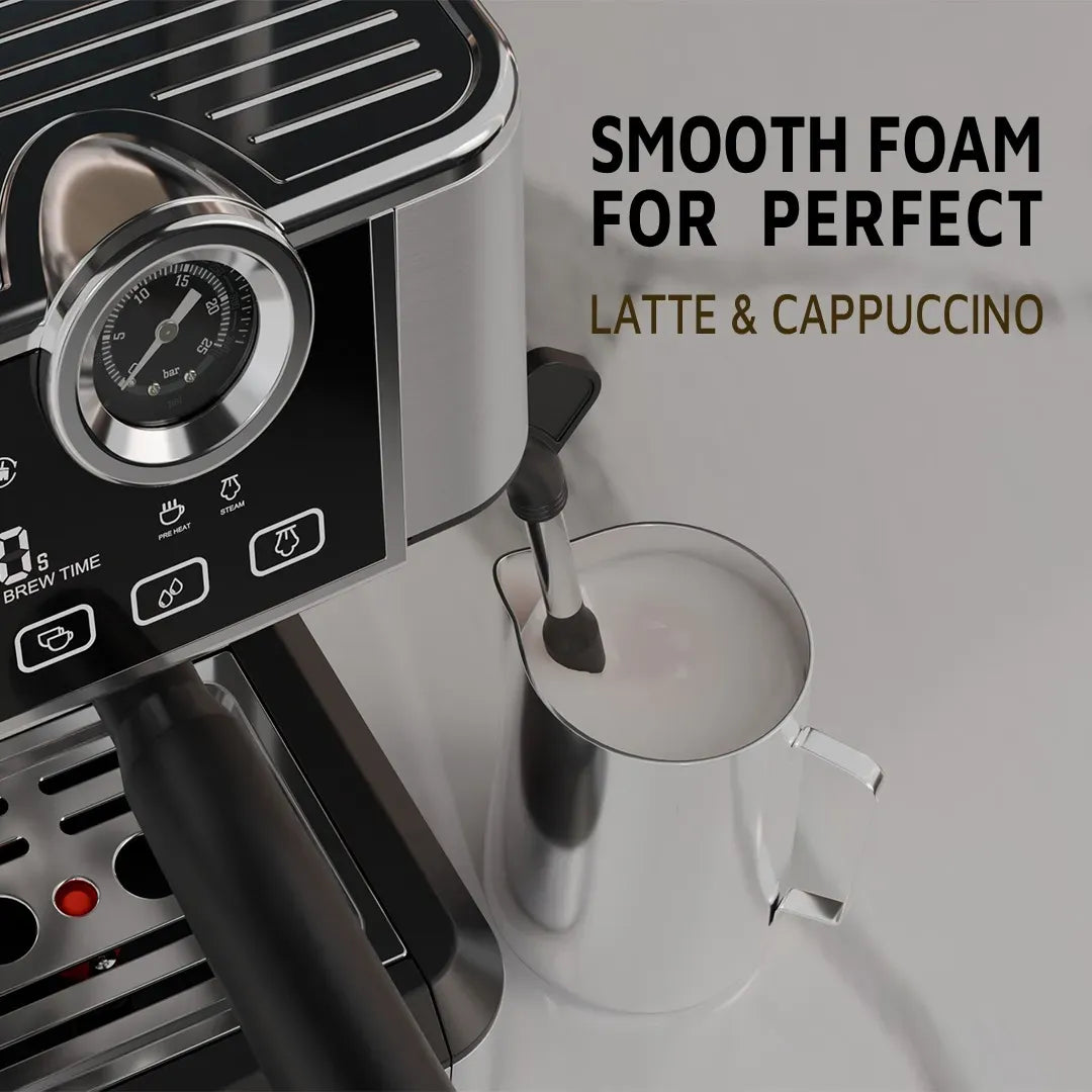 LePresso Dual Boiler Espresso Machine with Conical Grinder Pressure Gauge Silver – image 10