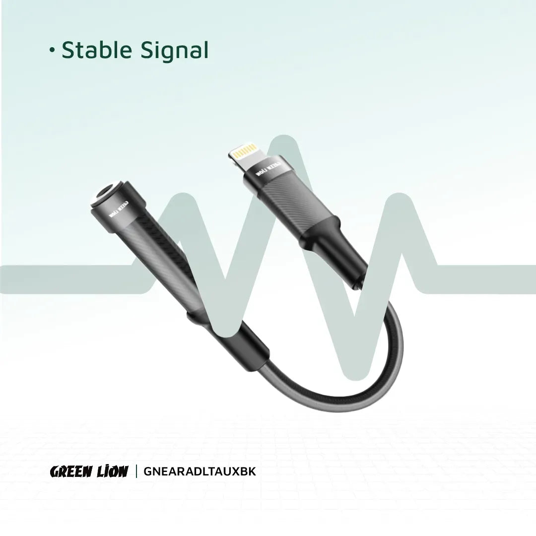Green Lion Earphone Adapter Lightning to 3 5 Aux 12cm Black – image 2