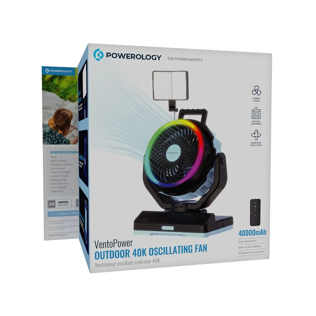 Powerology Ventopower Outdoor 40k Oscillating Fan Blue Black – image 2