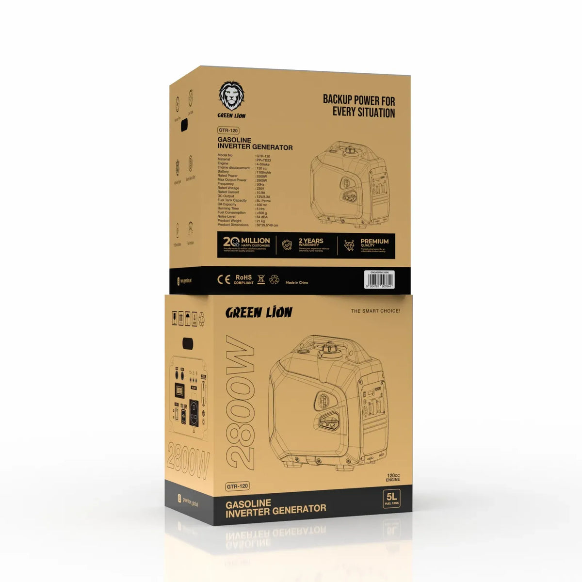 Green Lion Gasoline Inverter Generator GTR 120 - Black – image 3