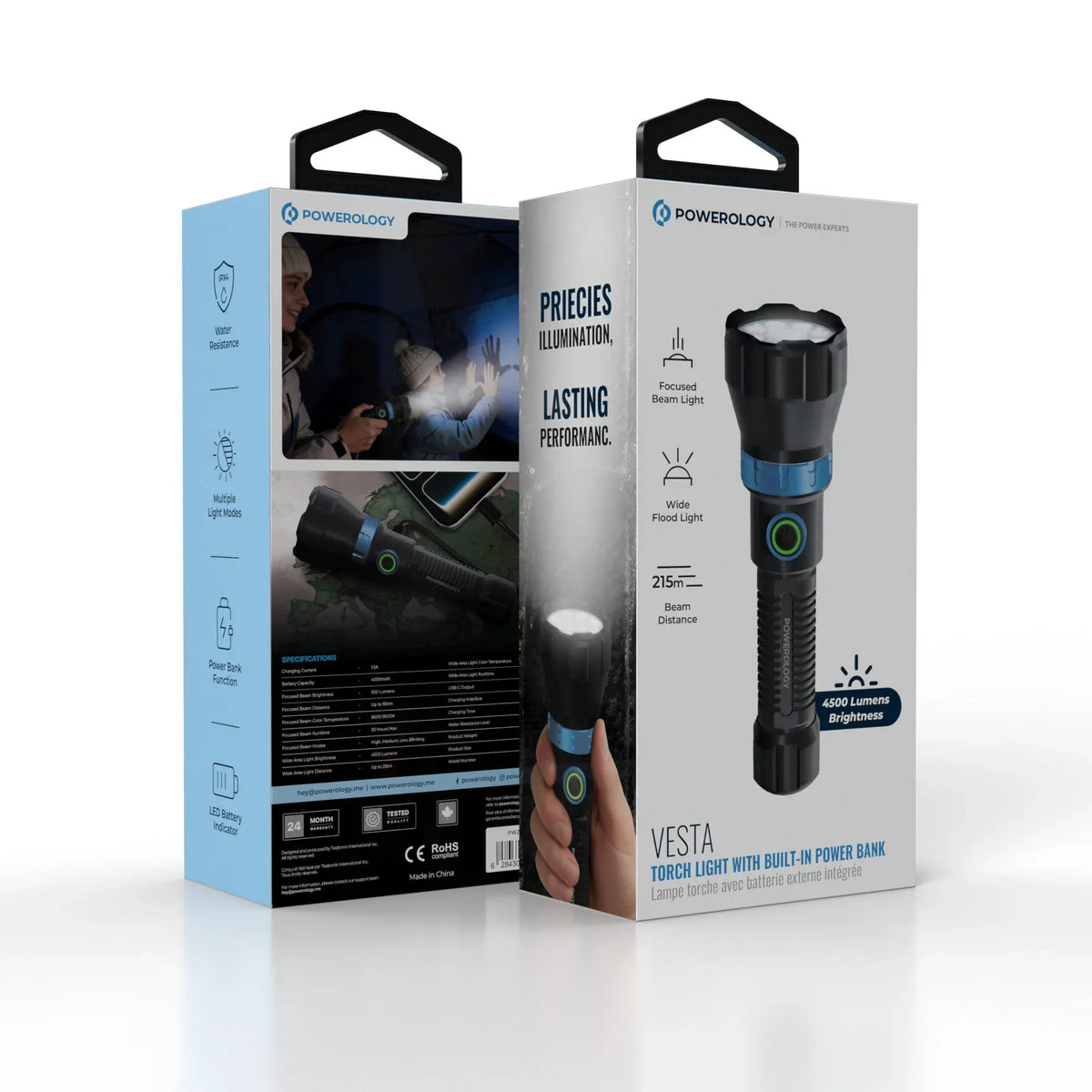 Powerology Vesta Torch Light with Built in Power Bank Gray – image 6