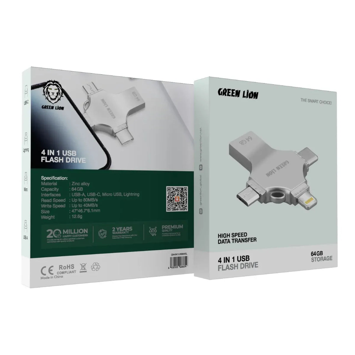 Green Lion 4 in 1 USB Flash Drive 64gb Silver – image 10