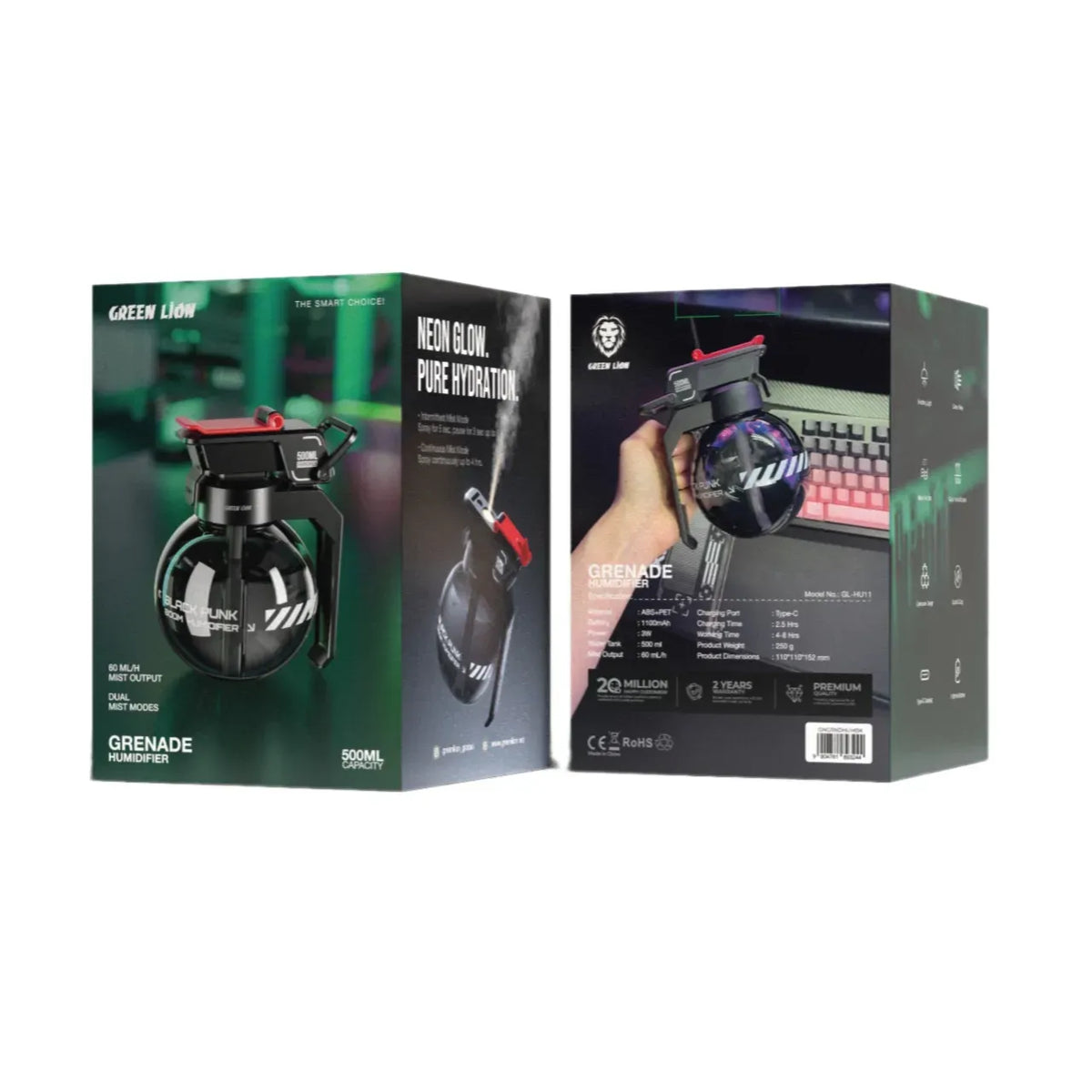 Green Lion Grenade Humidifier 500ml Black – image 2