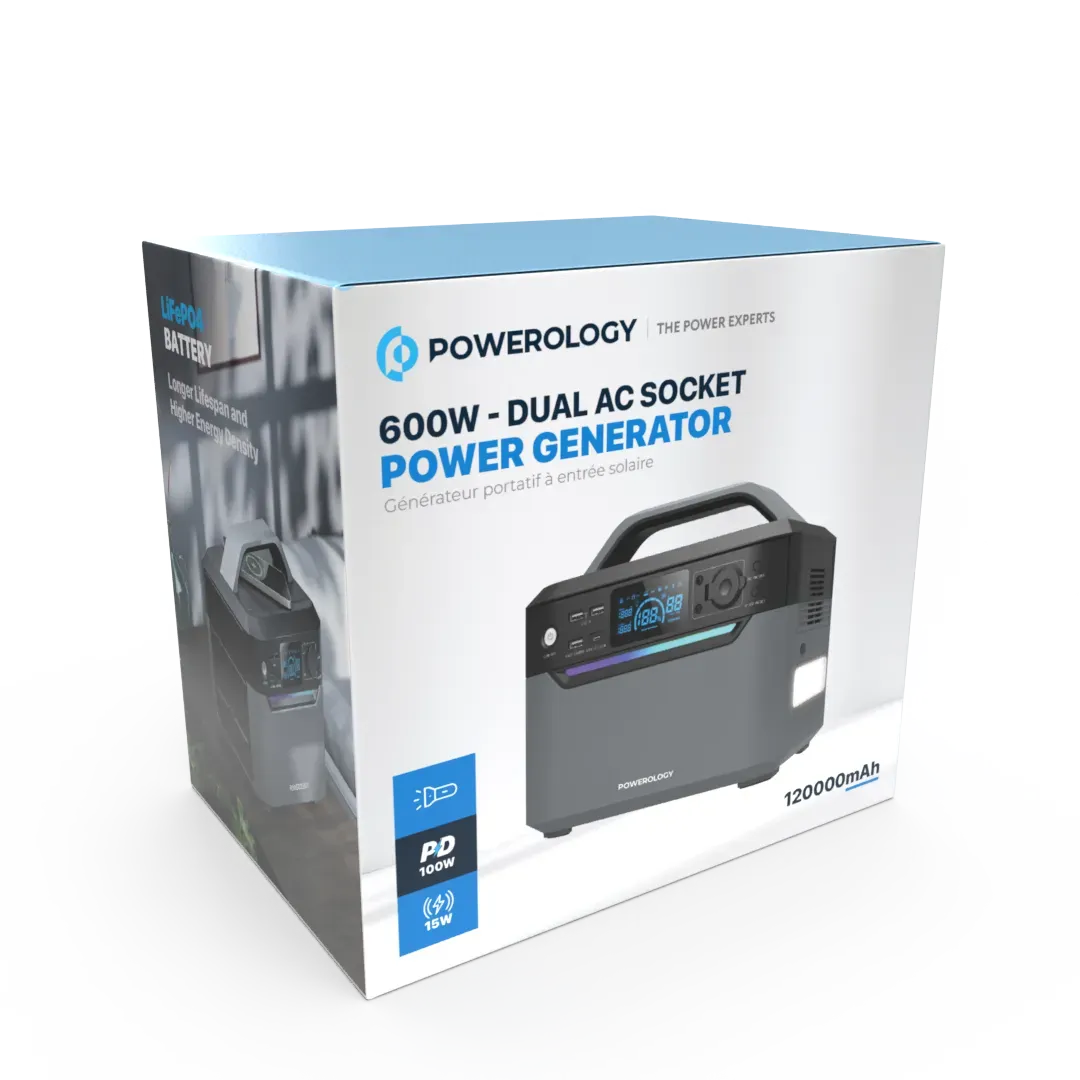Powerology 120000mAh Portable Power Generator Fast Charging 384wh 600w Black – image 9