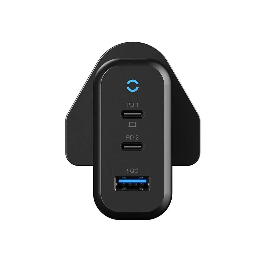 Powerology 3 Port 65w Gan Charger with PD Uk Black – image 3