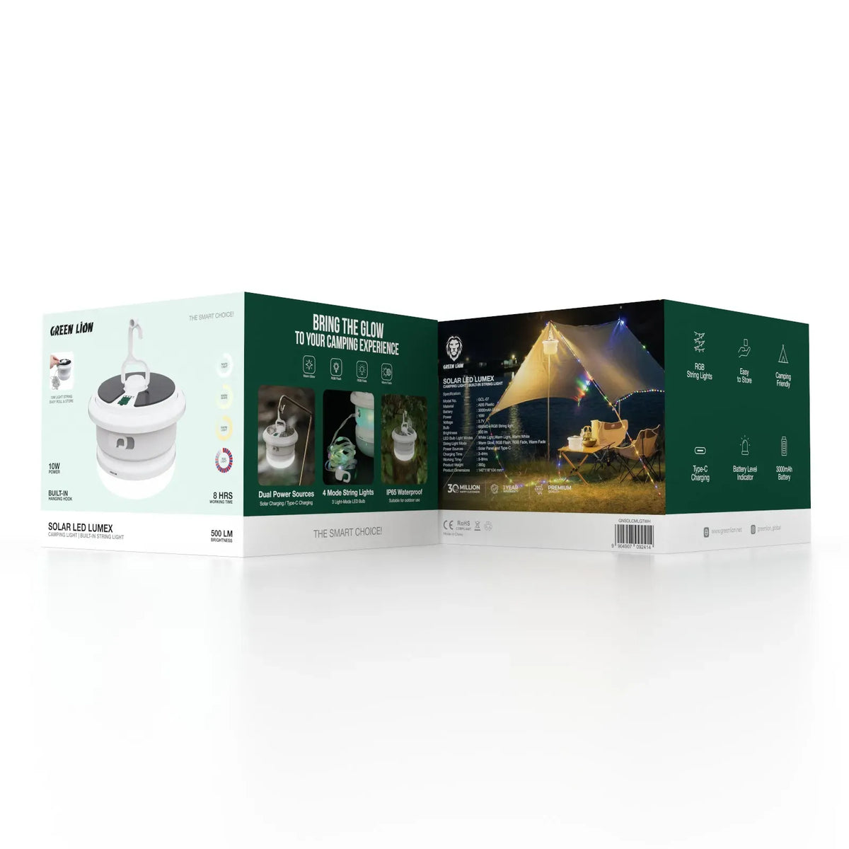 Green Lion Solar LED Lumex Camping Light Built in String Light White – image 7