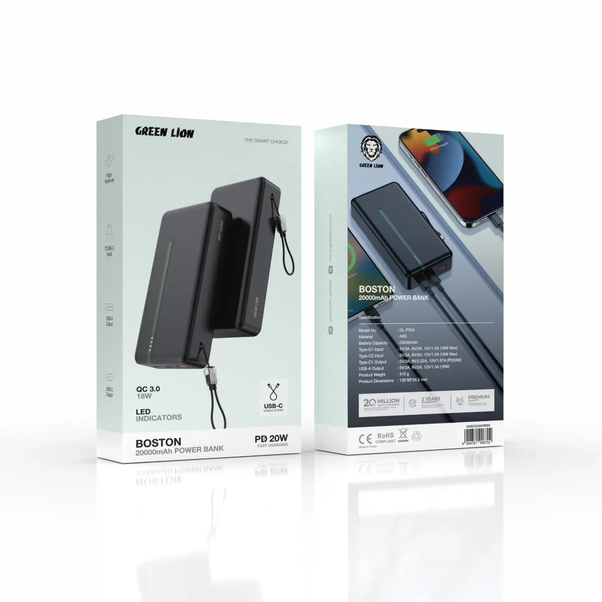 Green Lion Boston 20000 m Ah Power Bank PD 20 W - Black – image 3