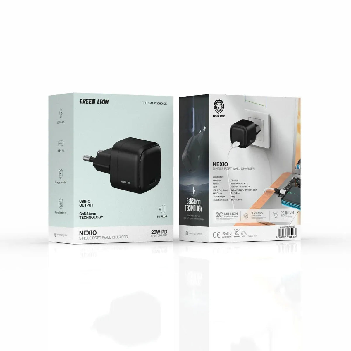 Green Lion NEXIOSingle Port Wall Charger EUPlug 20 W 1 C - Black – image 2
