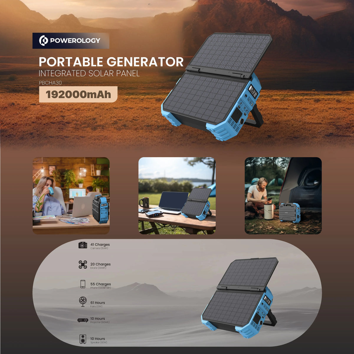 Powerology 600w Portable Power Generator Integrated Solar Panel – image 10