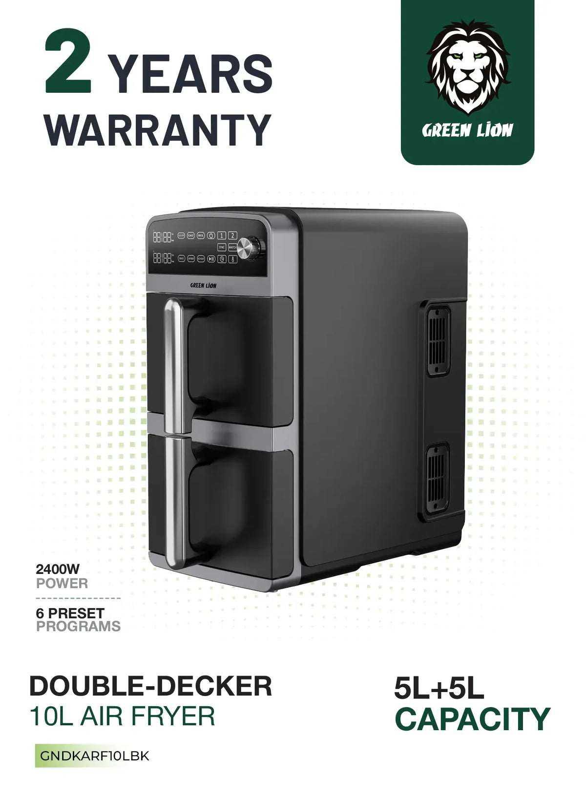 Green Lion Double Decker Air Fryer 10 L - Black – image 13