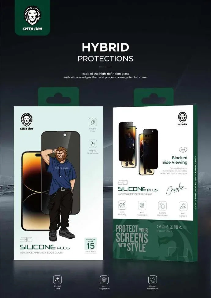 Green Lion 3 DSilicone Plus Screen Protector - Black Edge/Privacy – image 12