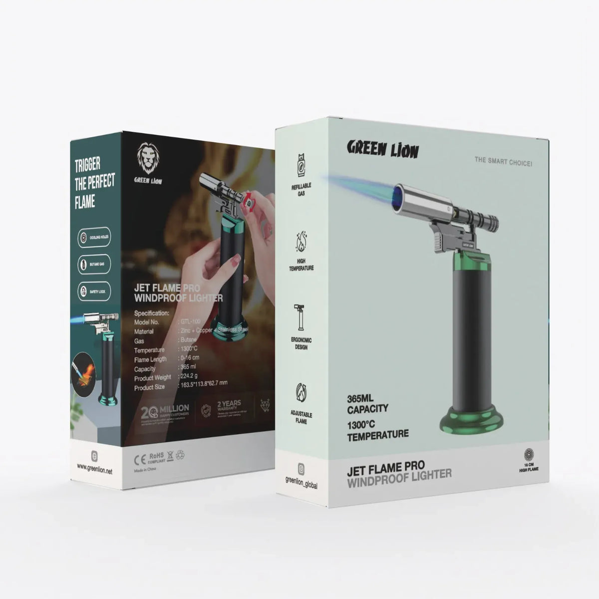 Green Lion Jet Flame Pro Windproof Lighter Black – image 2