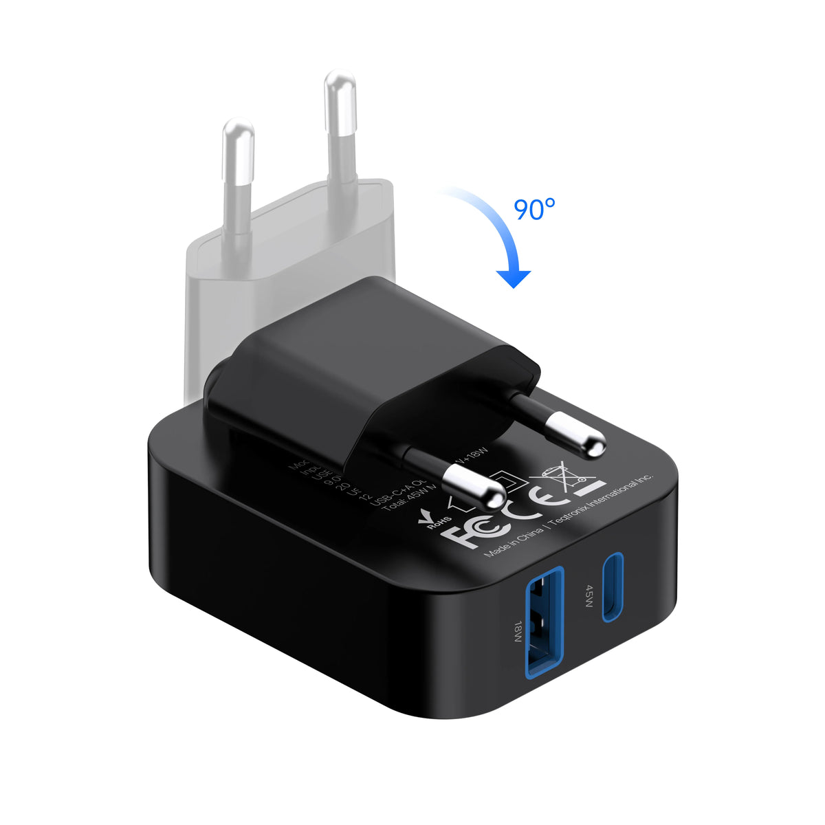 Powerology Crab Foldable Eu Gan Charger Black – image 2