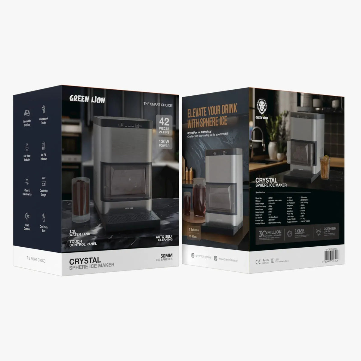 Green Lion Crystal Sphere Ice Maker 130 W 1.2 L - Gray – image 6