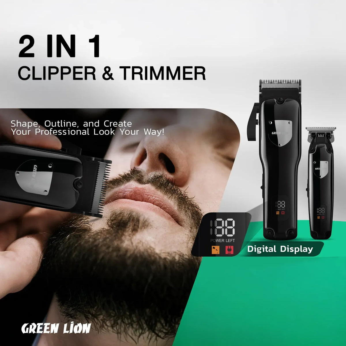 Green Lion Pro Trim Duo Hair Clipper Black – image 11