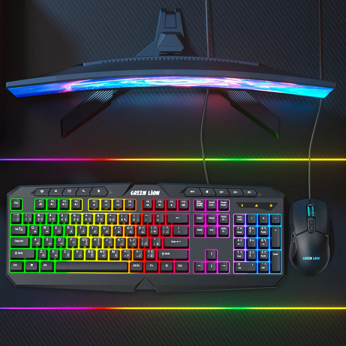Green Lion Gk 400 Rgb Gaming Keyboard Mouse Black – image 5