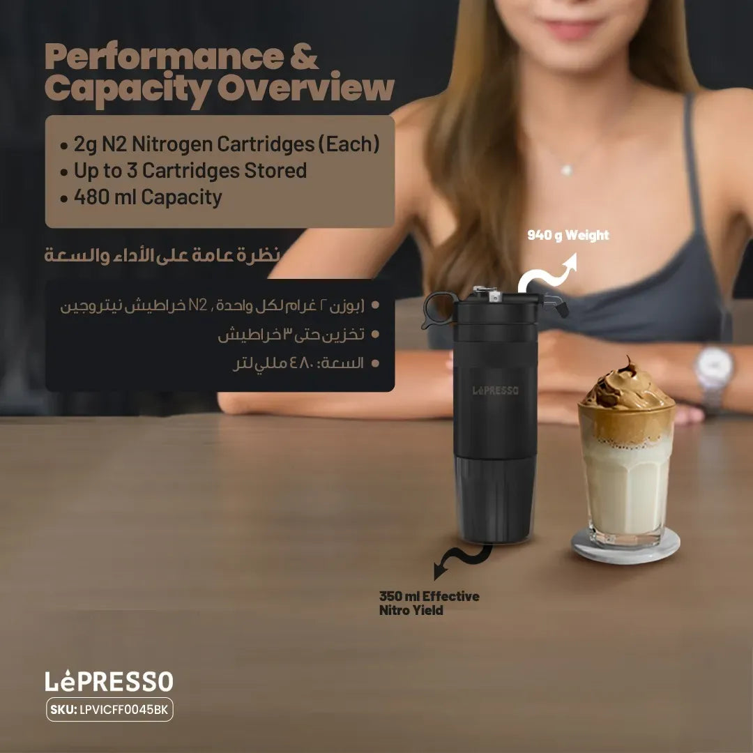 LePresso Nitro Cremeus Nitro Cold Brew Coffee Maker with Pressure Gauge Black – image 6