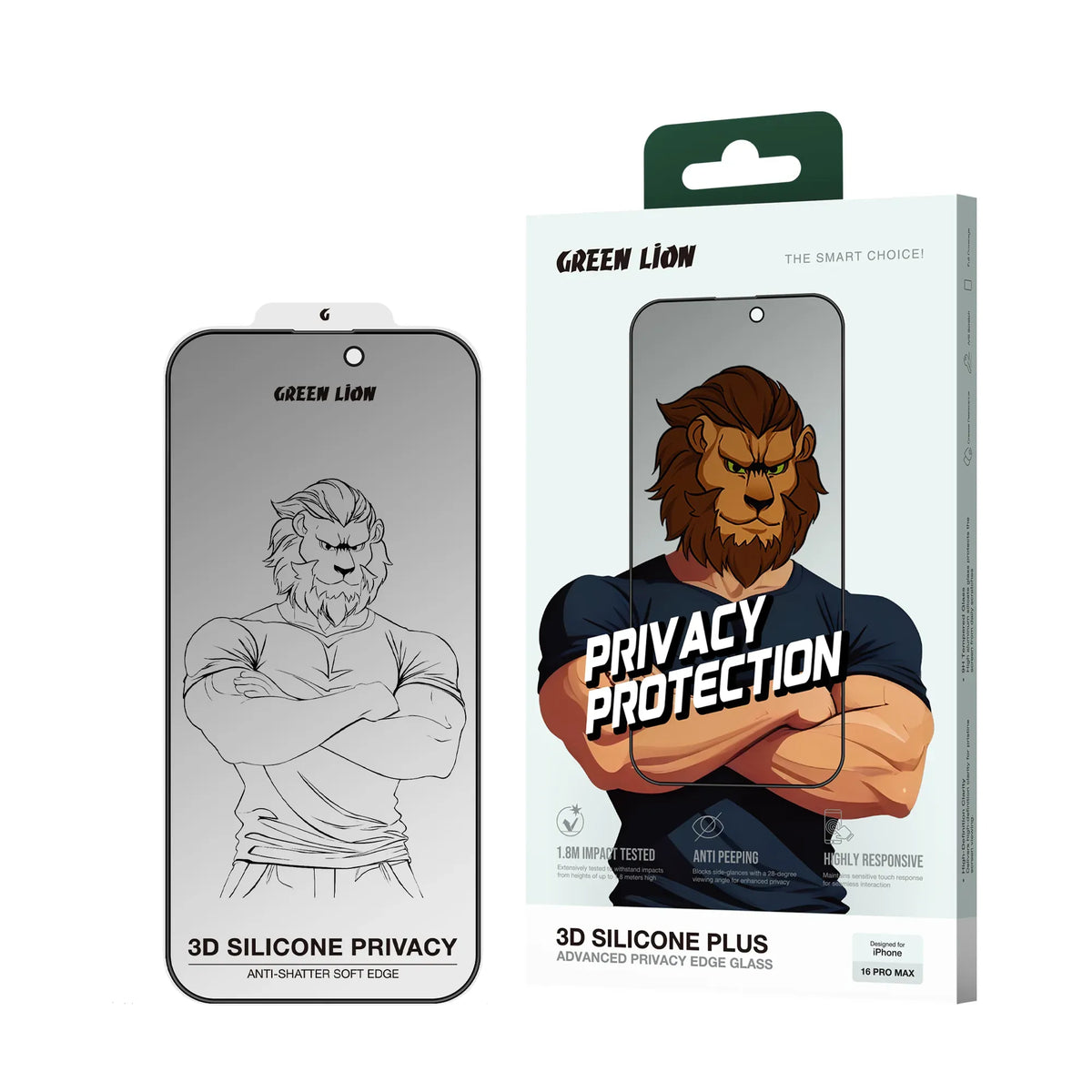 Green Lion 3 DSilicone Plus Screen Protector - Black Edge/Privacy – image 5