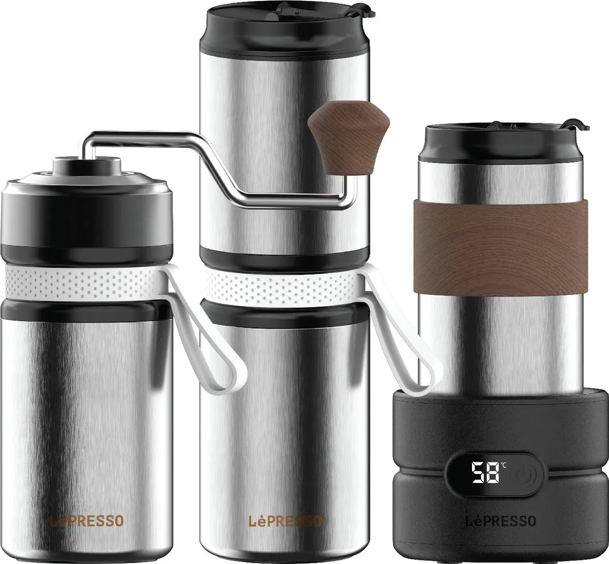 LePresso Grindo Quattro 4 in 1 Outdoor Coffee Set Silver – image 3