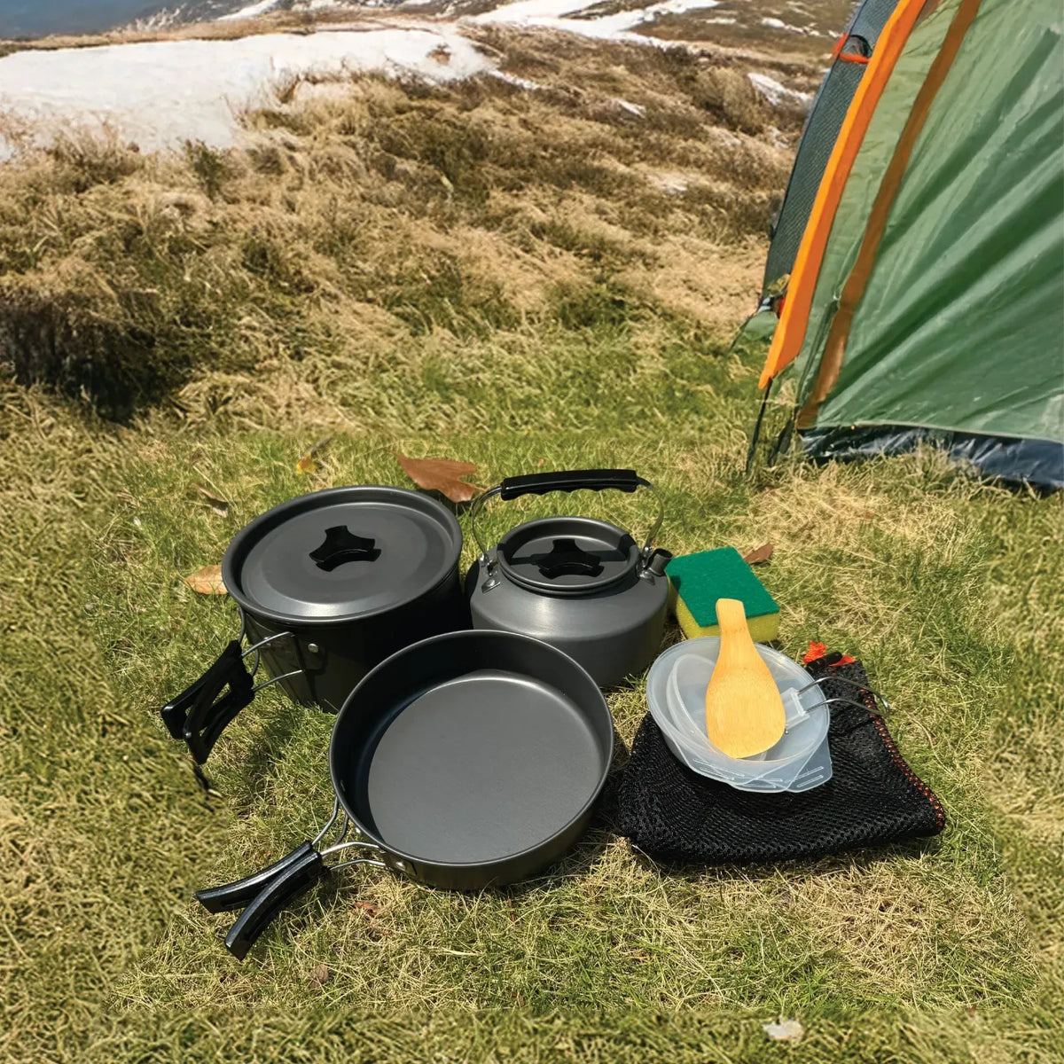 Green Lion 7 in 1 Camping Cookware Black – image 9