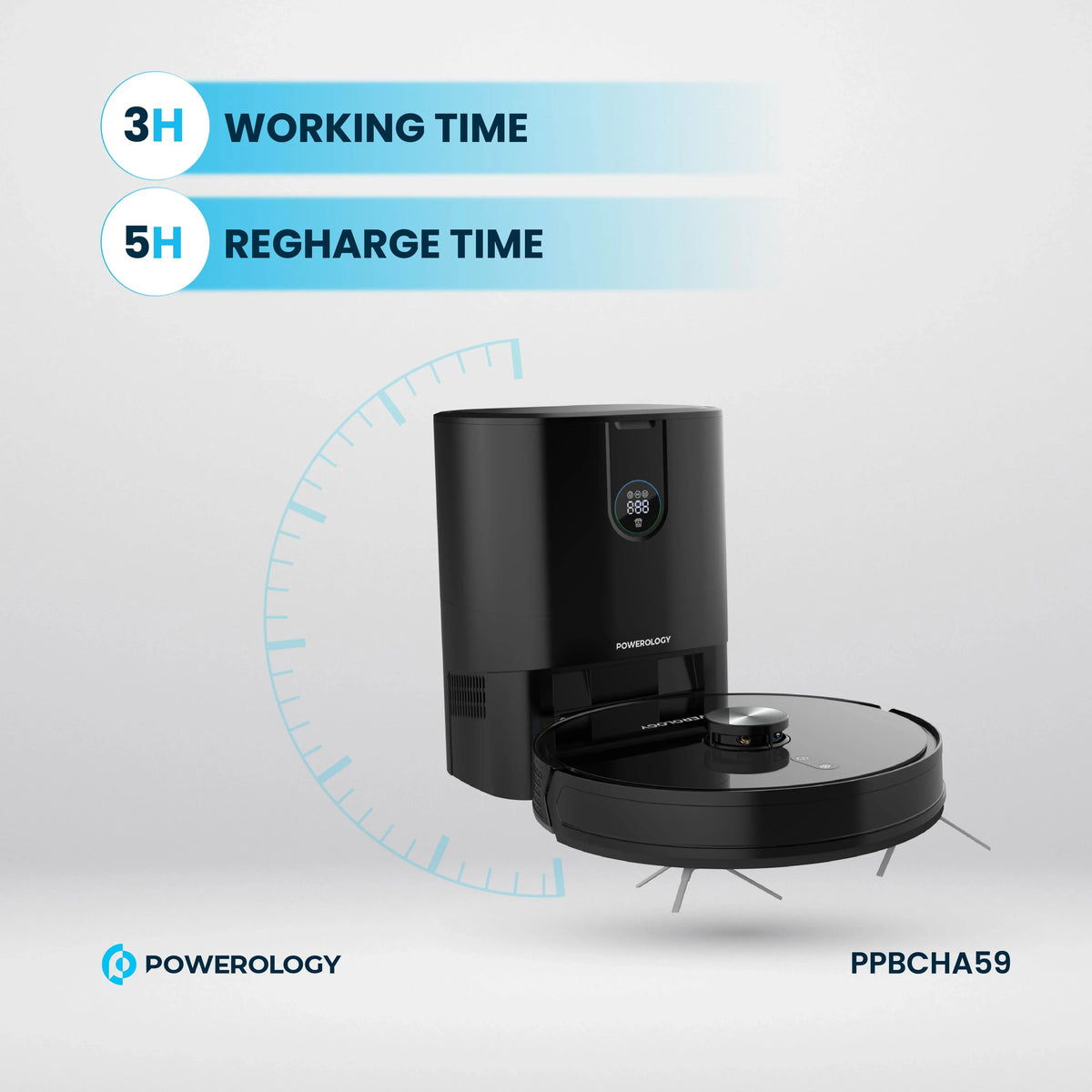 Powerology Smart Station Robot Vacuum Mop Black – image 8
