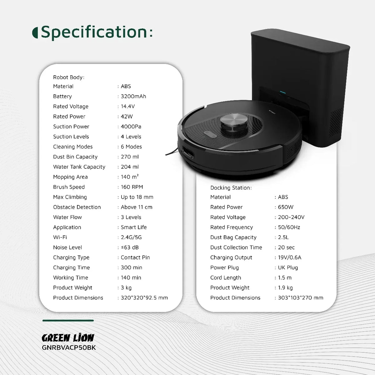Green Lion Smart Robot Vacuum Pro 4000 Pa Suction - Black – image 11