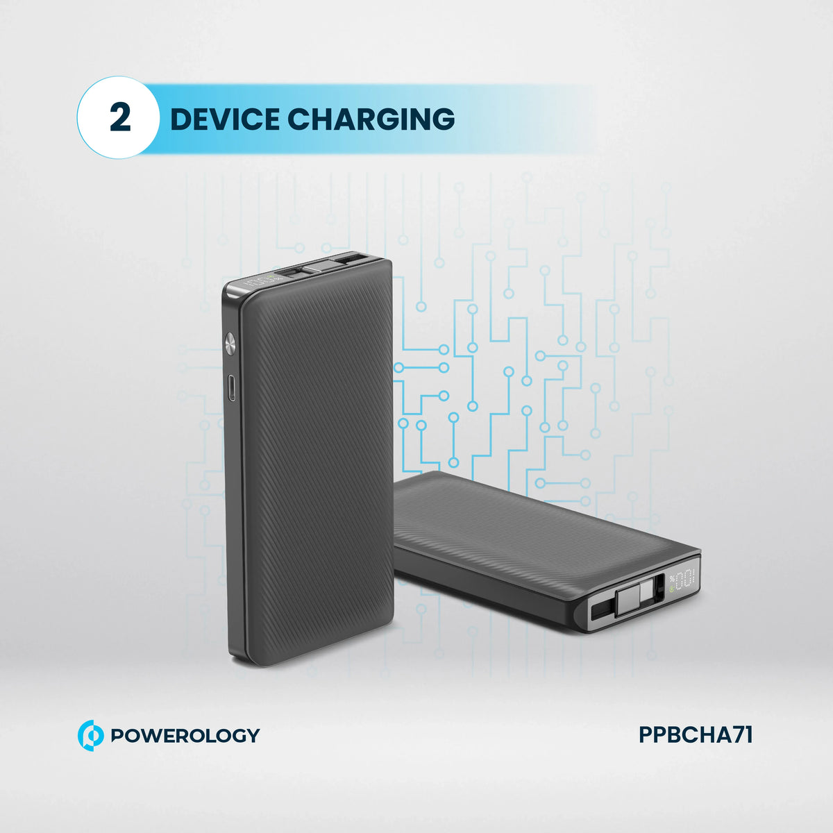 Powerology 10000mAh Retractable Cable Power Bank Black – image 9