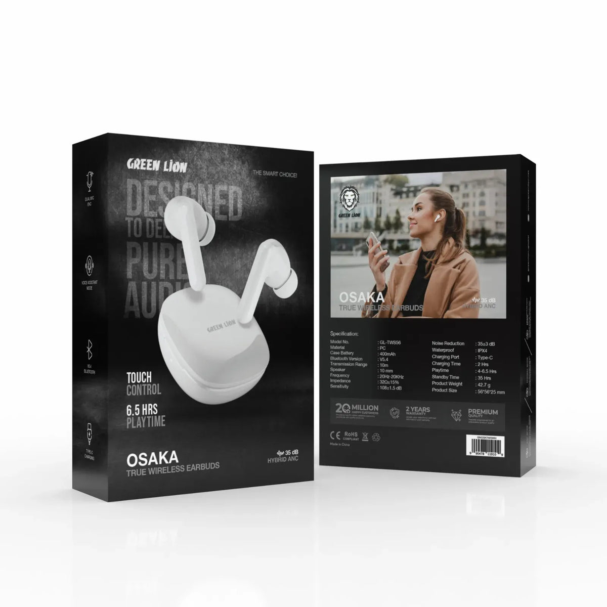 Green Lion Osaka True Wireless Earbuds - White – image 3