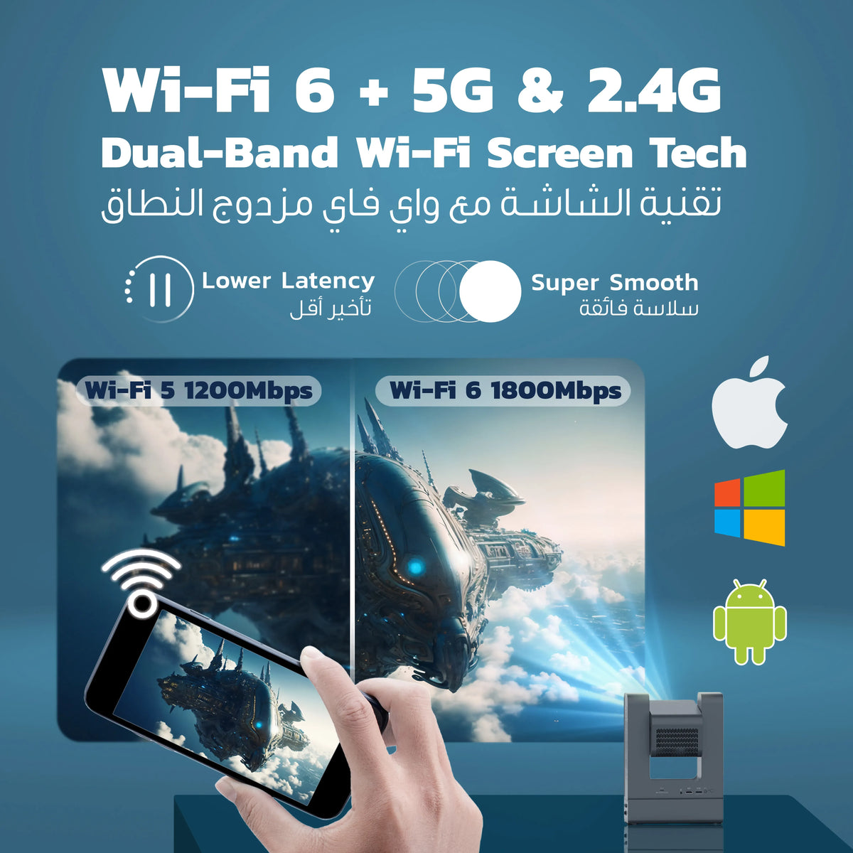 Powerology Visionarc Portable Smart Projector Gray – image 9